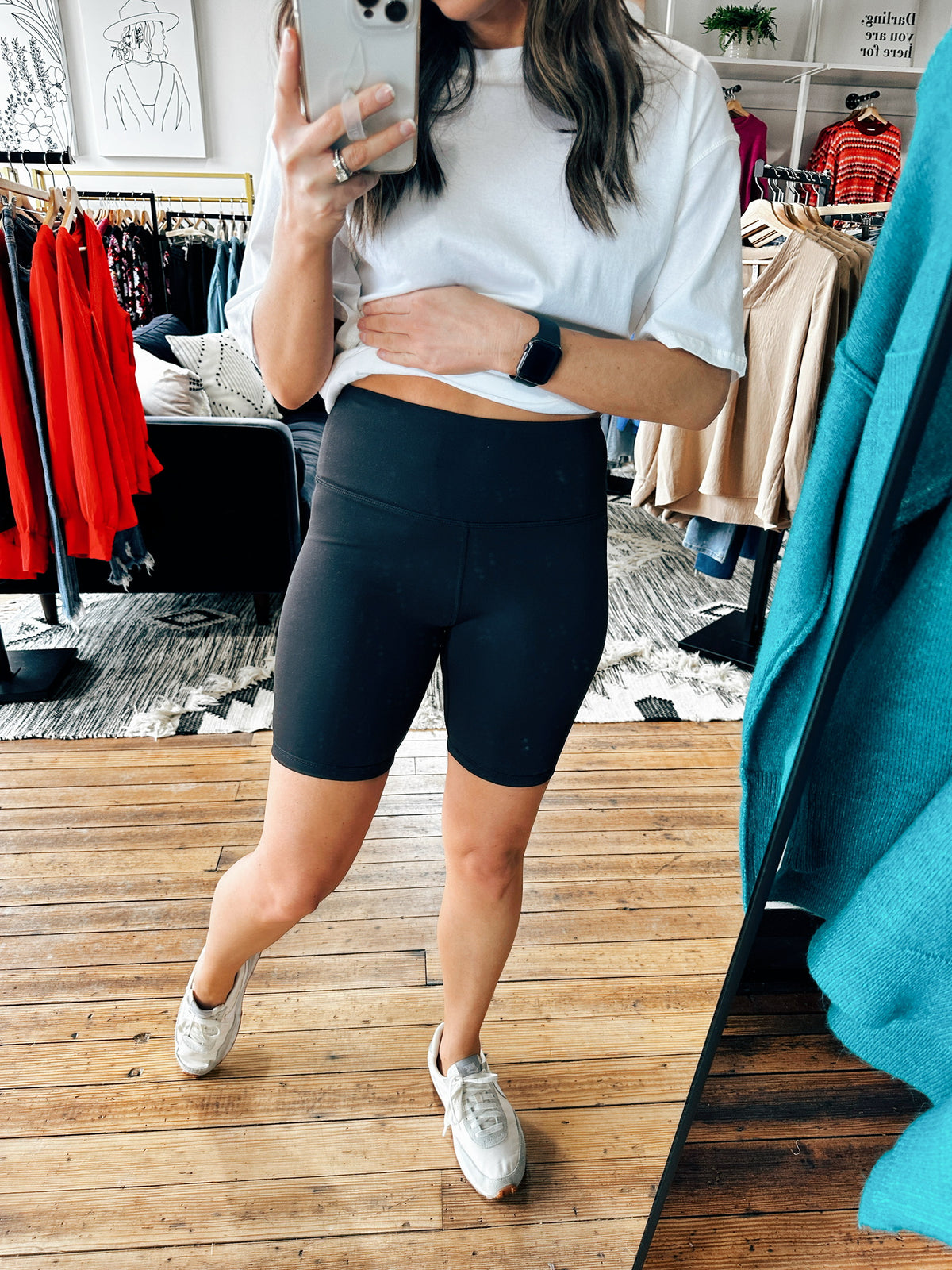 Front View. Black Biker Shorts-Bottoms-VerClare Boutique