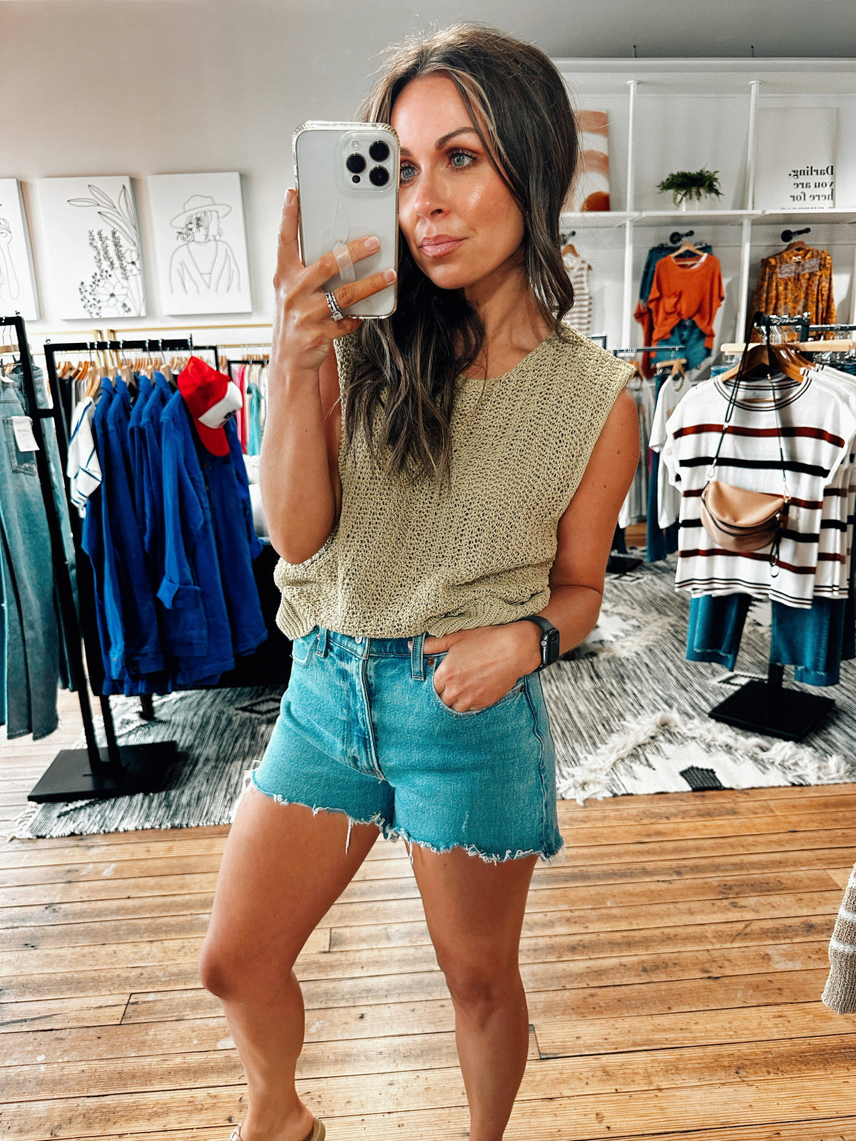 Olive Breezy Knit Tank-sweater-VerClare Boutique