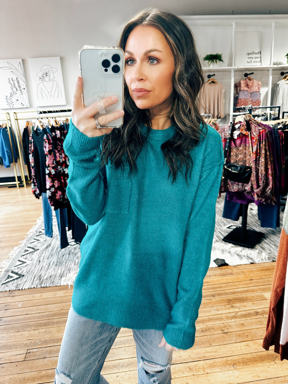 Teal View. Melly Hi-Lo Soft Sweater-5 Colors-sweater-VerClare Boutique