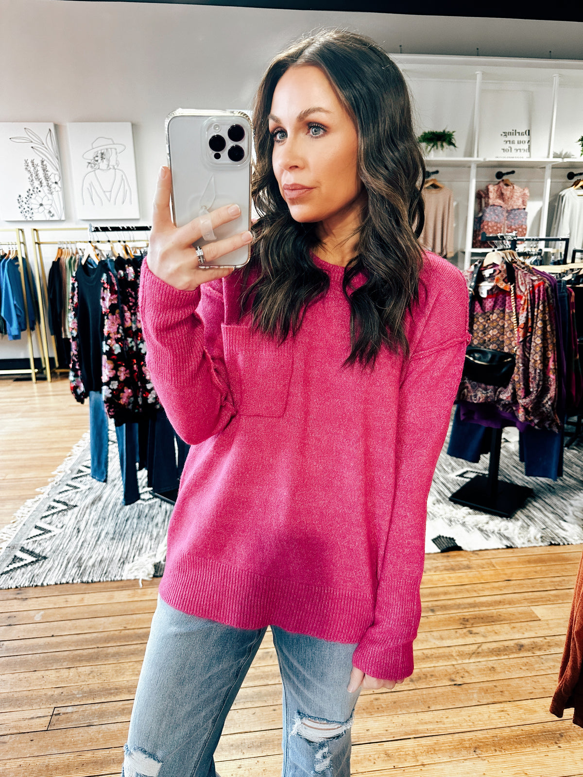 Magenta View. Melly Hi-Lo Soft Sweater-5 Colors-sweater-VerClare Boutique