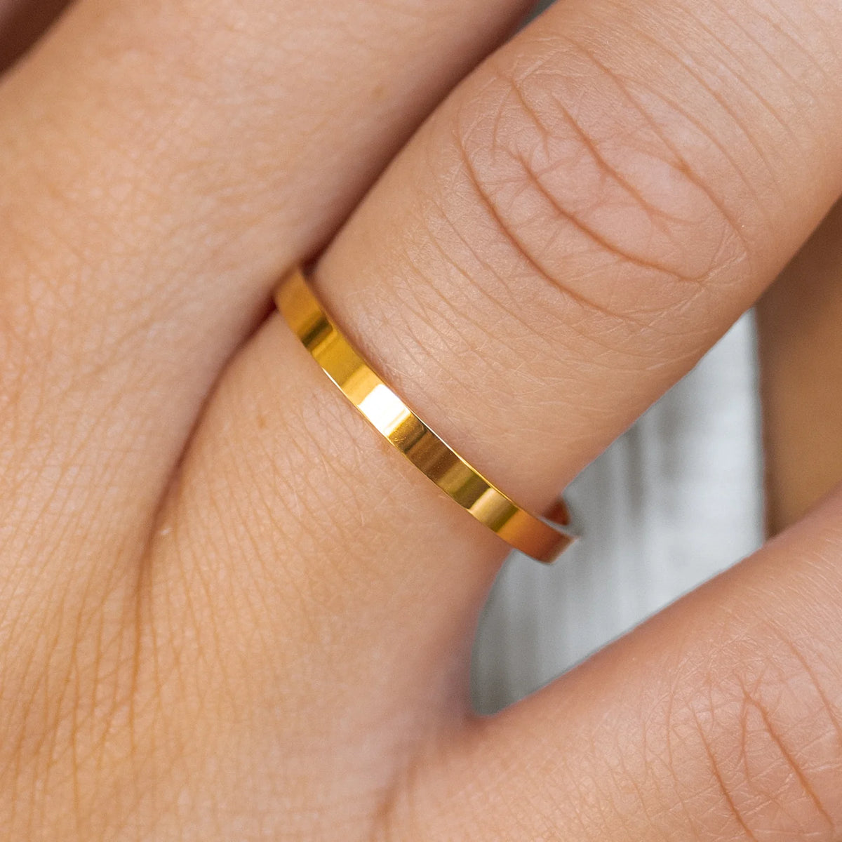 Front View. ALCO Staple Ring Gold-Size 9-Accessories-VerClare Boutique