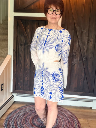Tahina Palm Mini Dress - Nautical-Dresses & RompersZ Supply Tahina Palm Mini Dress – Nautical | VerClare Boutique-Shop the Z Supply Tahina Palm Mini Dress in Nautical — airy rayon blend, palm print, boat neckline, side cut-outs, mini length. Free US shipping on eligible orders.-VerClare Boutique