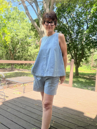 Gala Denim Short Pants - Lt Denim-BottomsCotierra Gala Denim Short Pants - Light Denim | VerClare Boutique-Shop the Cotierra Gala Denim Short Pants in Light Denim. Soft cotton-blend denim, elastic high-rise waist, side pockets, easy pull-on style. Sizes S–L.-VerClare Boutique