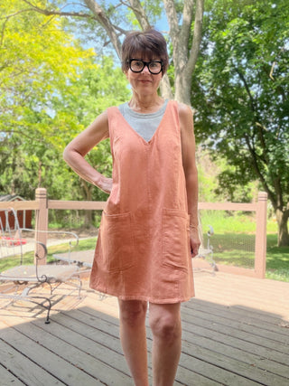 Rosie Wash Denim Mini Dress-Dresses & RompersRosie Acid Wash Denim Mini Dress – Washed Apricot | VerClare Boutique-Shop the Rosie Wash Denim Mini Dress in Washed Apricot. 100% cotton rigid denim, acid wash, adjustable straps, front pockets. Sizes S–L.-VerClare Boutique