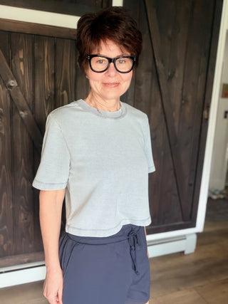 Curran Knit Denim Sweatshirt - Ocean Air Indigo