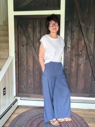 Scout Linen Pant - Vintage Indigo-BottomsZ Supply Scout Linen Pant - Vintage Indigo | VerClare Boutique-Shop the Z Supply Scout Linen Pant in Vintage Indigo. High-rise, wide-leg, 55% linen blend with elastic waist & pockets. Sizes XS–L. Ships in 1-2 days.-VerClare Boutique