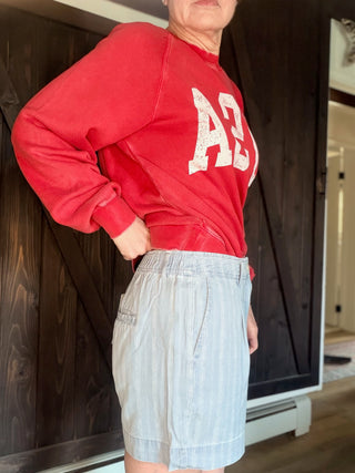 Junia Shorts - Blue Haze Wash-BottomsJunia Shorts - Blue Haze Wash | VerClare Boutique | Jenison MI -Discover the Junia High-Rise Shorts in Blue Haze. Featuring a vintage pinstripe, breathable fabric, and tailored pleats for the ultimate summer-ready look. Free US shipping on all eligible orders.-VerClare Boutique