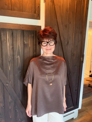 Meg Drape Loose Fit Top - Mauve/Mocha-Tops CasualMeg Drape Loose Fit Top - Mauve/Mocha | VerClare Boutique | Jenison MI -Beautiful loose fit top featuring a boat neck collar, keyhole in back.&nbsp; The fit is oversize and boxy with a relaxed, comfortable silhouette. Free US shipping from VerClare Boutique.-VerClare Boutique