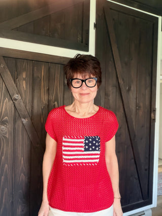 Red American Flag Sweater-ALL SALES FINAL-Tops-VerClare Boutique