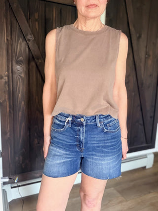 Jaycee High Rise Raw Hem Shorts - Lake Of Fire-BottomsJaycee High Rise Raw Hem Shorts - Lake of Fire | VerClare Boutique | Jenison MI -The VERVET Jaycee High Rise Raw Hem Shorts are a beautiful comfort stretch denim high-rise short featuring a clean cut raw hem, a classic 5-pocket design, and a sleek dark wash finish. Free US shipping from VerClare Boutique on eligible orders.-VerClare Boutique