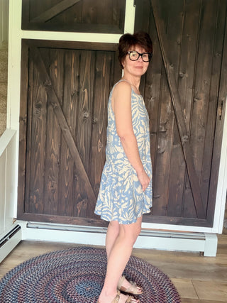 Palmetto Mini Dress-Dresses & RompersBy Together Palmetto Mini Dress - Blue/Cream | VerClare Boutique-Shop the By Together Palmetto Mini Dress in Blue/Cream. Rayon-linen blend, pockets, relaxed fit, not lined. Sizes S–L. -VerClare Boutique