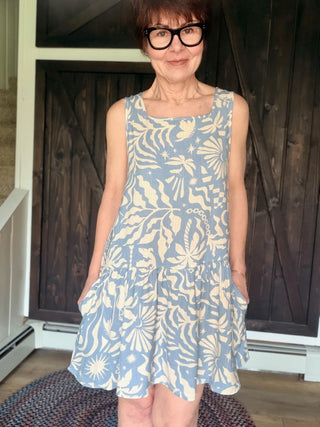 Palmetto Mini Dress-Dresses & RompersBy Together Palmetto Mini Dress - Blue/Cream | VerClare Boutique-Shop the By Together Palmetto Mini Dress in Blue/Cream. Rayon-linen blend, pockets, relaxed fit, not lined. Sizes S–L. -VerClare Boutique