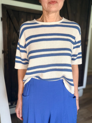 Gaia Pleat Wide-Leg Pants - Blue-BottomsGaia Pleat Wide-Leg Pants - Blue | VerClare Boutique | Jenison MI -Pleat Wide-Leg Pants are a beautiful lightweight woven cropped wide-leg pant featuring elegant pleat detailing, a comfortable pull-on waistband with elastic back, and functional side pockets. Free US shipping from VerClare Boutique.-VerClare Boutique