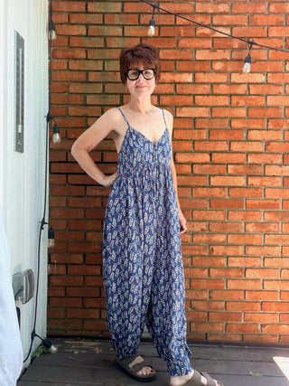EE:SOME Taliah Boho Sleeveless Jumpsuit - Indigo