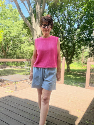 Gala Denim Short Pants - Lt Denim-BottomsCotierra Gala Denim Short Pants - Light Denim | VerClare Boutique-Shop the Cotierra Gala Denim Short Pants in Light Denim. Soft cotton-blend denim, elastic high-rise waist, side pockets, easy pull-on style. Sizes S–L.-VerClare Boutique