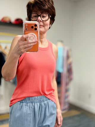 Select Airy Tank - Gelato-Tops Basic SolidZ Supply Select Airy Tank - Gelato | VerClare Boutique | Jenison MI -Select Airy Tank is a beautiful airy loose knit jersey sleeveless tank featuring a classic crew neckline, bra-friendly wide straps, and a relaxed, tuckable silhouette. Free US shipping on eligible orders. -VerClare Boutique