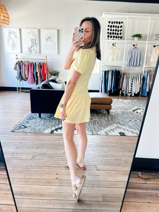 Cassie Pique Poly Shirt Dress - Yellow Cream-Dresses & RompersCassie Pique Poly Shirt Dress | VerClare Boutique | Jenison MI -Pique Poly Shirt Dress is a cotton/polyester polo-type shirt with a nylon skirt. Free US shipping from VerClare Boutique.-VerClare Boutique