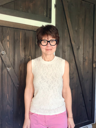 Tibi Mesh Tank - Cloud-Tops Basic SolidTibi Mesh Tank - Cloud | VerClare Boutique | Jenison MI -The Z Supply Tibi Mesh Tank is a beautiful lightweight yarn knit sleeveless top featuring subtle mesh detailing, a classic crew neckline, and a sleek, versatile silhouette. Free US shipping on eligible orders. -VerClare Boutique