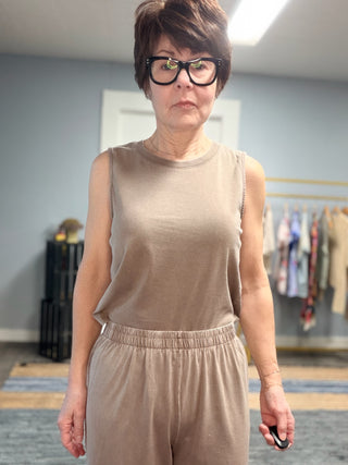 Scout Jersey Crop Flare Pant - Perfectly Taupe-BottomsScout Jersey Crop Flare Pant - Perfectly Taupe | VerClare Boutique | Jenison MI -The Z Supply Scout Jersey Crop Flare Pant is a beautiful cotton jersey knit cropped flare pant featuring a wide-leg flare silhouette, a comfortable elastic waistband, and a soft mineral wash finish. They fit true to size with a relaxed, flattering drape — perfect for casual days, travel, lounging, or everyday wear. Made from a midweight 100% cotton knit, this piece delivers 