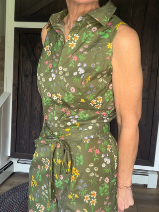 Iris Olive Floral Romper-Dresses & RompersIris Olive Floral Scalloped Romper | VerClare Boutique-Shop the &merci Iris Olive Floral Romper — scalloped edges, smocked waist, self-tie sash, pockets & fully lined. Sizes S–L. $81.99-VerClare Boutique
