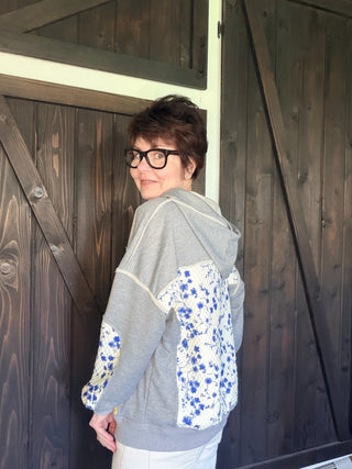 Patchwork Sweatshirt-SweatersLucy Cotton Sweater | VerClare Boutique | Jenison MI -Cotton Sweater is a beautiful long sleeve 100% cotton sweater featuring a round, scalloped collar with contrast top and bottom. Made from a 100% cotton fabric. Free US shipping from VerClare Boutique.-VerClare Boutique