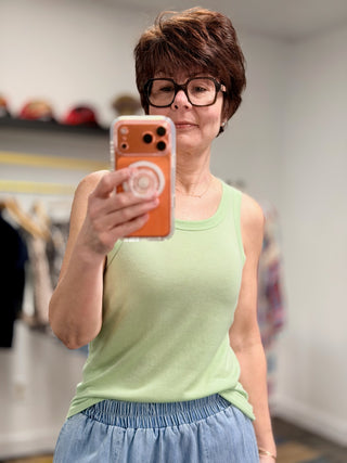 Select Airy Tank - Sprout-Tops Basic SolidZ Supply Select Airy Tank - Sprout | VerClare Boutique | Jenison MI -Z Supply Select Airy Tank is a beautiful airy loose knit jersey sleeveless tank featuring a classic crew neckline, bra-friendly wide straps, and a relaxed, tuckable silhouette. Free US shipping on eligible orders. -VerClare Boutique