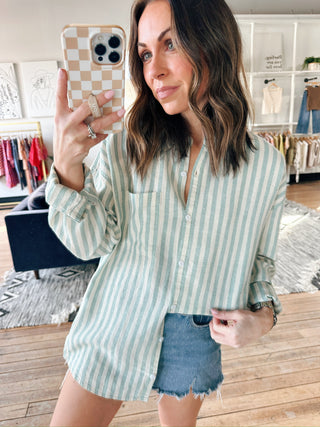 Eden Shirt - Sea Pine Ivory-Tops CasualEden Sea Pine Ivory | VerClare Boutique | Jenison MI-The Eden Shirt is a beautiful lightweight woven button-up shirt featuring a classic collared neckline, an easy relaxed silhouette. Free US shipping from VerClare Boutique.-VerClare Boutique