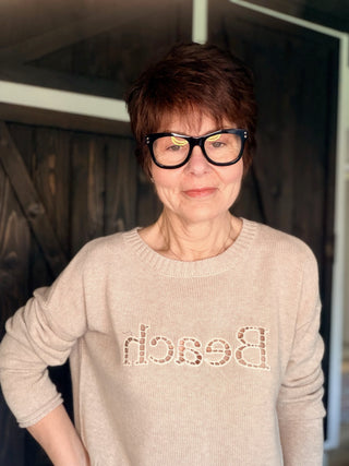 Beach Embroidered Sweater - Natural Heather-SweatersBeach Embroidered Sweater - Natural Heather | VerClare Boutique | Jenison MI -Say it with your sweater. The Z Supply Beach Embroidered Sweater in Natural Heather features a playful "Beach" cutwork embroidered graphic across the chest — a subtle, textural detail that feels effortlessly cool without trying too hard. The warm, neutral tone pairs with everything, and the relaxed crew neckline with ribbed cuffs and hem give it a polished, put-together finish. F