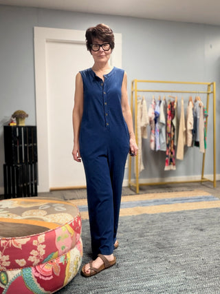 Fiona Jersey Denim Jumpsuit - Indigo