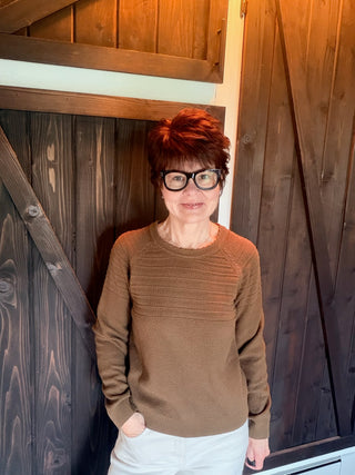 Lucy Cotton Sweater - Olive-SweatersLucy Cotton Sweater | VerClare Boutique | Jenison MI -Cotton Sweater is a beautiful long sleeve 100% cotton sweater featuring a round, scalloped collar with contrast top and bottom. Made from a 100% cotton fabric. Free US shipping from VerClare Boutique.-VerClare Boutique