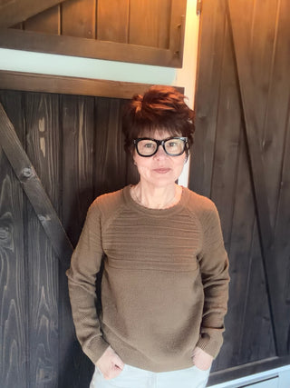 Lucy Cotton Sweater - Olive-SweatersLucy Cotton Sweater | VerClare Boutique | Jenison MI -Cotton Sweater is a beautiful long sleeve 100% cotton sweater featuring a round, scalloped collar with contrast top and bottom. Made from a 100% cotton fabric. Free US shipping from VerClare Boutique.-VerClare Boutique