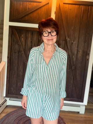 The Perfect Line Top - La Palma-Tops CasualZ Supply The Perfect Line Top - La Palma | VerClare Boutique-Shop the Z Supply Perfect Line Top in La Palma. Linen-rayon striped button-up, relaxed fit, curved hem. Sizes XS–L.-VerClare Boutique