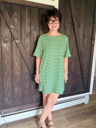Mia Striped Woven Dress - Green Ivory-Dresses & RompersMia Striped Woven Dress - Green Ivory | VerClare Boutique-Shop the By Together Mia Striped Woven Dress in Green Ivory at VerClare Boutique. A breezy, relaxed-fit woven dress perfect for warm-weather styling. Free US shipping on eligible orders.-VerClare Boutique