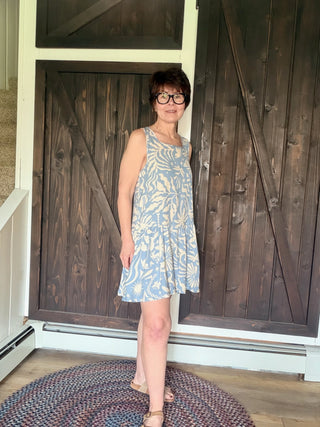 Palmetto Mini Dress-Dresses & RompersBy Together Palmetto Mini Dress - Blue/Cream | VerClare Boutique-Shop the By Together Palmetto Mini Dress in Blue/Cream. Rayon-linen blend, pockets, relaxed fit, not lined. Sizes S–L. -VerClare Boutique