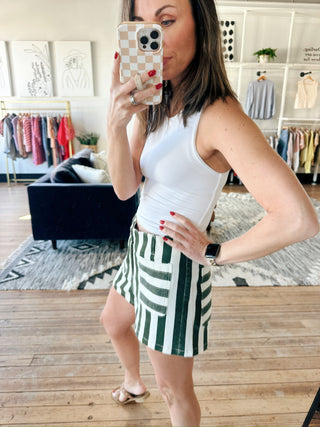 Helia Mineral Striped Shorts - Matcha Foam