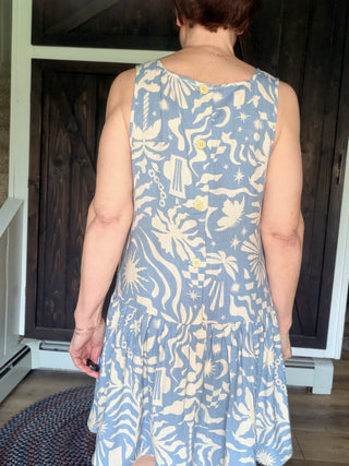 Palmetto Mini Dress-Dresses & RompersBy Together Palmetto Mini Dress - Blue/Cream | VerClare Boutique-Shop the By Together Palmetto Mini Dress in Blue/Cream. Rayon-linen blend, pockets, relaxed fit, not lined. Sizes S–L. -VerClare Boutique