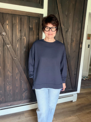 Modern Weekender Sweatshirt - Eclipse-Jackets & KimonosModern Weekender Sweatshirt - Eclipse | VerClare Boutique | Jenison MI -The Z Supply Modern Weekender Sweatshirt is a beautiful baby French terry knit long-sleeve sweatshirt featuring a classic crew neckline, a relaxed silhouette, and a soft burnout wash finish. Free US shipping on eligible orders. Chenoa, Illinois-VerClare Boutique