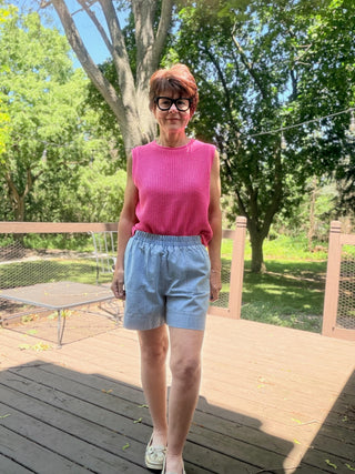 Gala Denim Short Pants - Lt Denim-BottomsCotierra Gala Denim Short Pants - Light Denim | VerClare Boutique-Shop the Cotierra Gala Denim Short Pants in Light Denim. Soft cotton-blend denim, elastic high-rise waist, side pockets, easy pull-on style. Sizes S–L.-VerClare Boutique