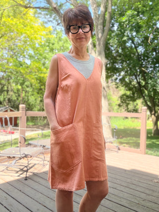 Rosie Wash Denim Mini Dress-Dresses & RompersRosie Acid Wash Denim Mini Dress – Washed Apricot | VerClare Boutique-Shop the Rosie Wash Denim Mini Dress in Washed Apricot. 100% cotton rigid denim, acid wash, adjustable straps, front pockets. Sizes S–L.-VerClare Boutique