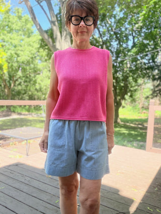 Gala Denim Short Pants - Lt Denim-BottomsCotierra Gala Denim Short Pants - Light Denim | VerClare Boutique-Shop the Cotierra Gala Denim Short Pants in Light Denim. Soft cotton-blend denim, elastic high-rise waist, side pockets, easy pull-on style. Sizes S–L.-VerClare Boutique