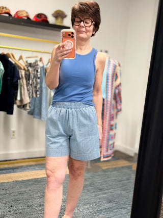 Boa Rib Tank - Lake Blue-Tops Basic SolidBoa Rib Tank - Lake Blue | VerClare Boutique | Jenison MI -Z Supply Boa Rib Tank is a beautiful fine rib cotton knit sleeveless tank featuring a classic crew neckline, delicate eyelet detailing along the edges, and a flattering fitted silhouette. Free US shipping on eligible orders. -VerClare Boutique