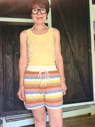Desert Bloom Drawstring Shorts-shortsIn February Desert Bloom Drawstring Shorts – Striped | VerClare Boutique-Shop the In February Desert Bloom Drawstring Shorts — elastic waistband, scalloped hem, fully lined. Pairs with the matching polo top. Sizes S–L.-VerClare Boutique