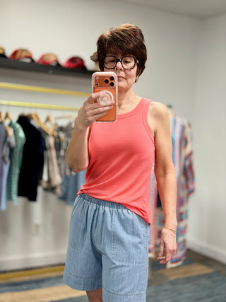 Select Airy Tank - Gelato-Tops Basic SolidZ Supply Select Airy Tank - Gelato | VerClare Boutique | Jenison MI -Select Airy Tank is a beautiful airy loose knit jersey sleeveless tank featuring a classic crew neckline, bra-friendly wide straps, and a relaxed, tuckable silhouette. Free US shipping on eligible orders. -VerClare Boutique