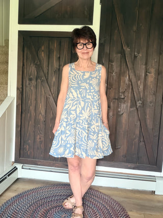 Palmetto Mini Dress-Dresses & RompersBy Together Palmetto Mini Dress - Blue/Cream | VerClare Boutique-Shop the By Together Palmetto Mini Dress in Blue/Cream. Rayon-linen blend, pockets, relaxed fit, not lined. Sizes S–L. -VerClare Boutique