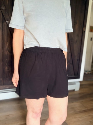 Scout Jersey Short - True Black-BottomsScout Jersey Short - True Black | VerClare Boutique | Jenison MI-Z Supply Scout Jersey Short is a beautiful soft cotton jersey knit everyday short featuring a comfortable elastic waistband, a relaxed silhouette, and an easy pull-on design. Free US shipping on eligible orders. -VerClare Boutique