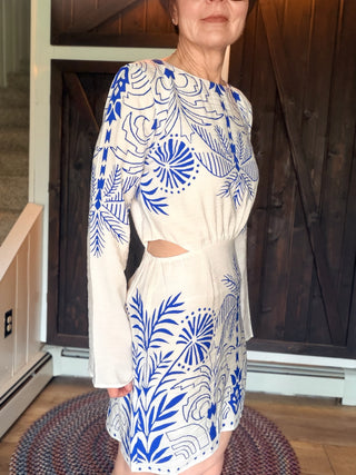 Tahina Palm Mini Dress - Nautical-Dresses & RompersZ Supply Tahina Palm Mini Dress – Nautical | VerClare Boutique-Shop the Z Supply Tahina Palm Mini Dress in Nautical — airy rayon blend, palm print, boat neckline, side cut-outs, mini length. Free US shipping on eligible orders.-VerClare Boutique