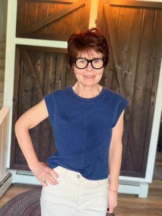 Camino Jersey Denim Top - Indigo