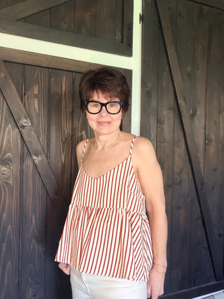 Red/Cream Adjustable Halter-ALL SALES FINAL-Tops-VerClare Boutique