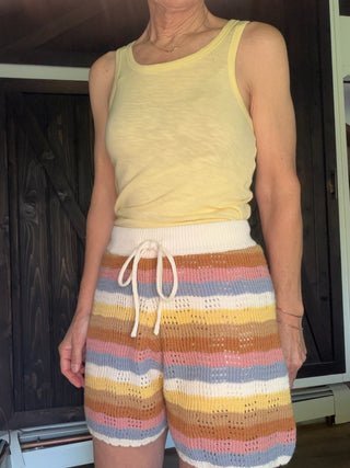 Desert Bloom Drawstring Shorts-shortsIn February Desert Bloom Drawstring Shorts – Striped | VerClare Boutique-Shop the In February Desert Bloom Drawstring Shorts — elastic waistband, scalloped hem, fully lined. Pairs with the matching polo top. Sizes S–L.-VerClare Boutique