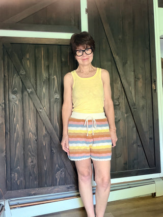 Desert Bloom Drawstring Shorts-shortsIn February Desert Bloom Drawstring Shorts – Striped | VerClare Boutique-Shop the In February Desert Bloom Drawstring Shorts — elastic waistband, scalloped hem, fully lined. Pairs with the matching polo top. Sizes S–L.-VerClare Boutique